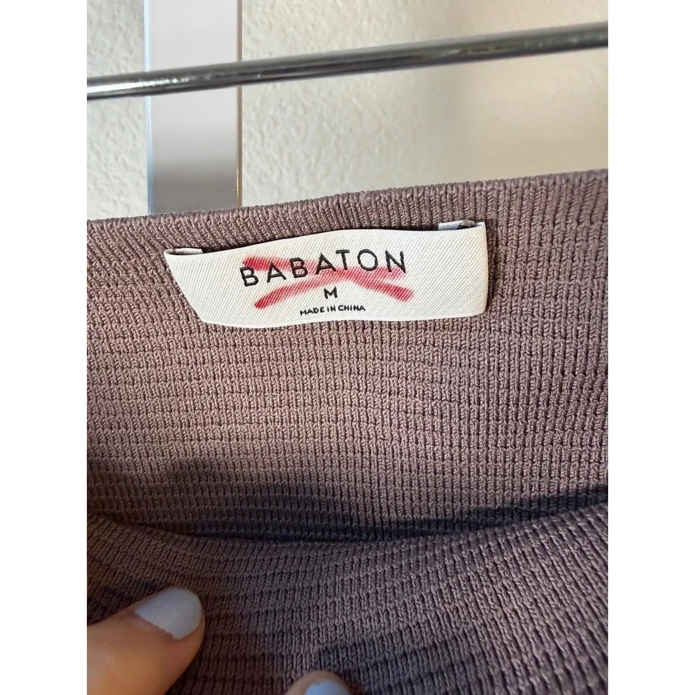 Babaton Aritzia Sculpt Knit Mini Skirt Taupe Brown Ribbed High Waist Size M